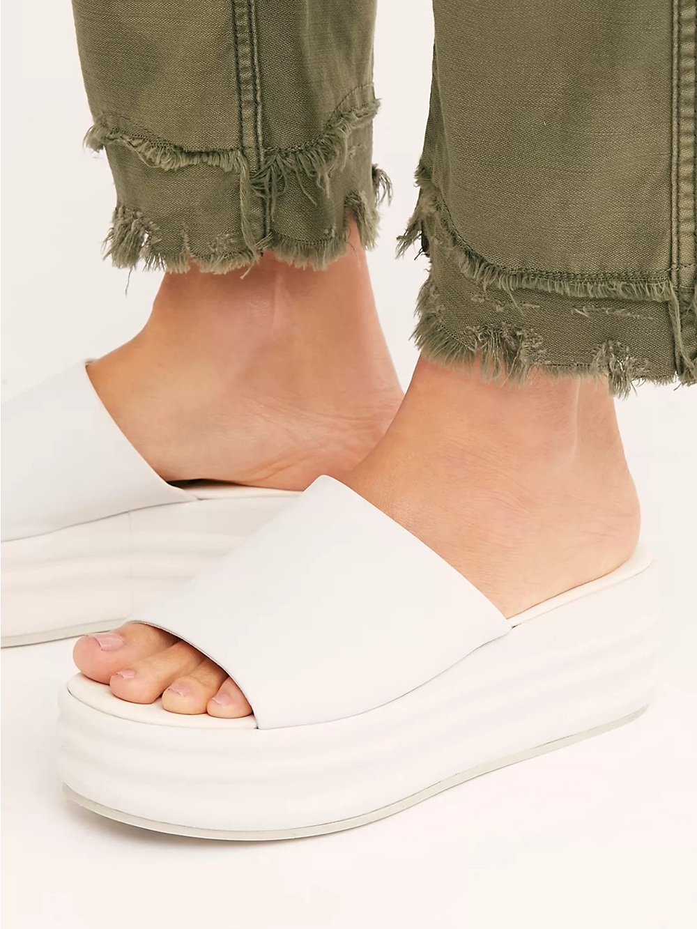Free People Cream Platform Slide Sandals - Picture 10 of 11
